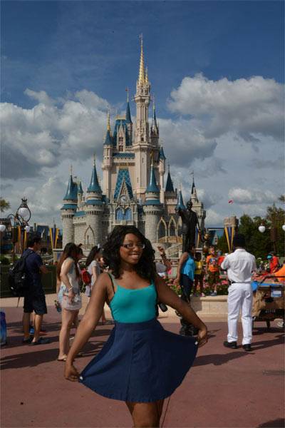 Victoria in front of Cinderella's castle