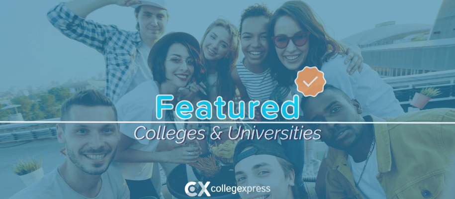 College students gathered on a rooftop for a selfie, featured school logo