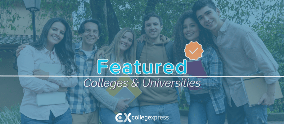 Group of students with arms around each, featured schools logo