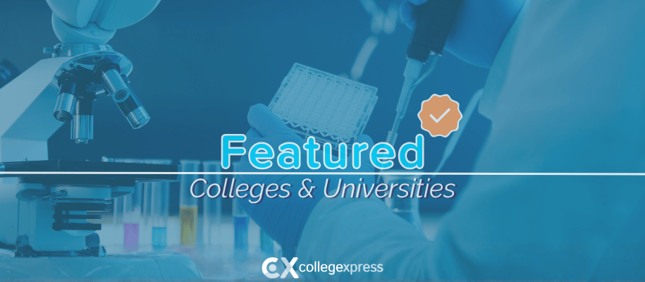 A researcher uses an eyedropper to fill vials, featured schools logo