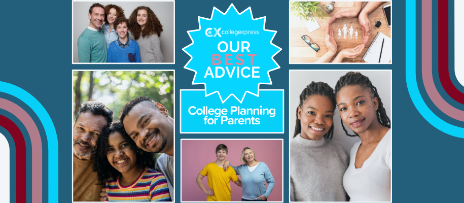 Collage of parents and teens with CX our best advice logo