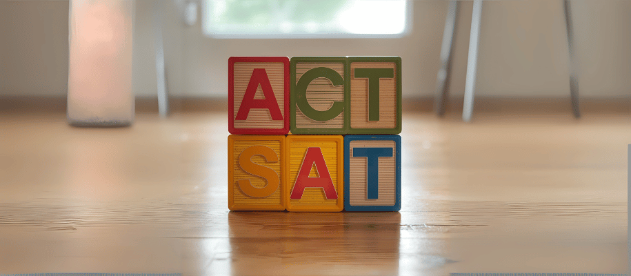 Wood alphabet blocks that spell out ACT and SAT