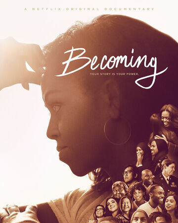 Poster for Michelle Obama documentary Becoming, Michelle Obama's face surrounded by other important people