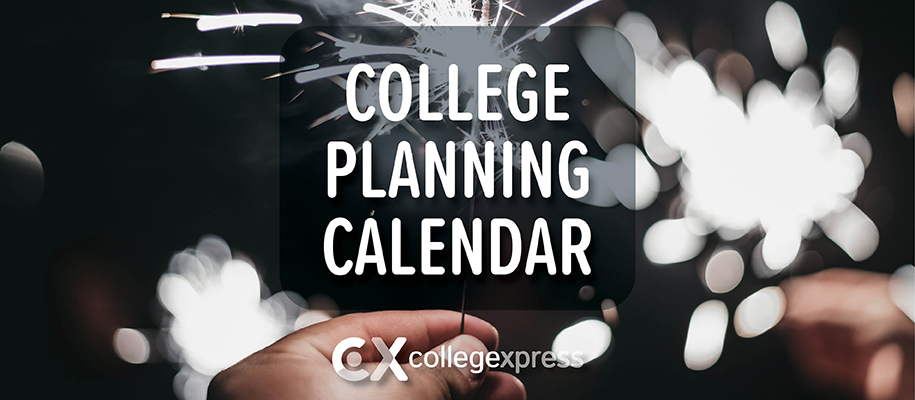 White person's hand holding sparklers with College Planning Calendar logo