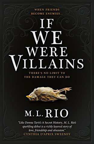 If We Were Villains book cover; black cover with dead bird image