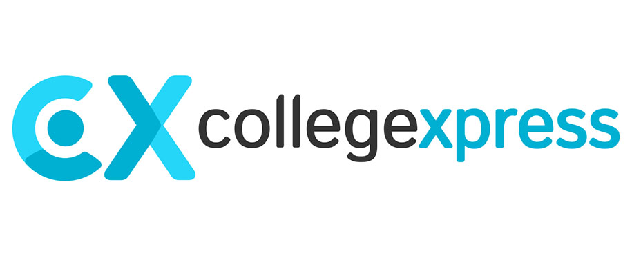 Two-tone blue and black CollegeXpress logo